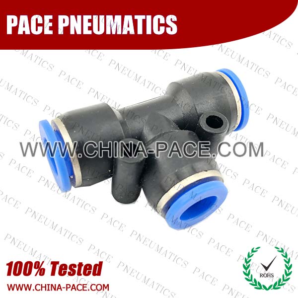 Reducer Tee Pneumatic Fittings with npt and bspt thread, Air Fittings, one touch tube fittings, Pneumatic Fitting, Nickel Plated Brass Push in Fittings