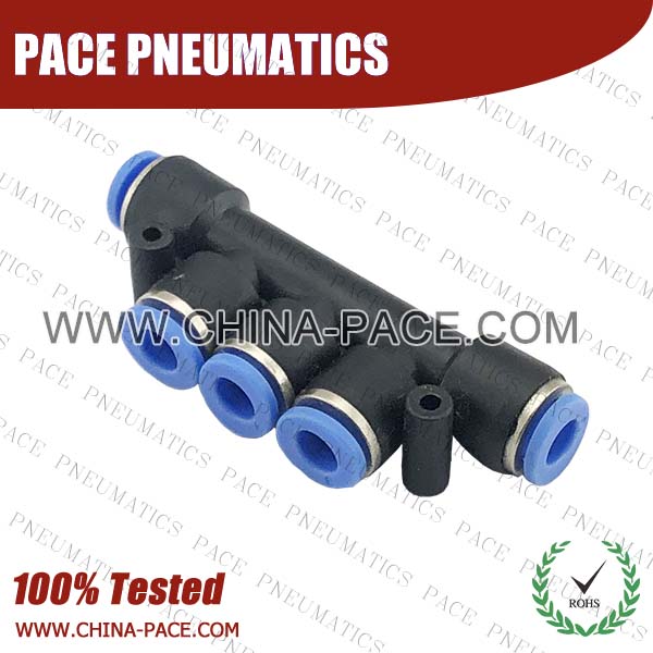 Push To Connect Fittings Triple Branch Union, Composite Pneumatic Fittings, Polymer Air Fittings, Plastic one touch tube fittings, Pneumatic Fitting, Nickel Plated Brass Push in Fittings, pneumatic accessories