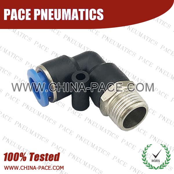 Male Elbow Pneumatic Fittings with npt and bspt thread, Air Fittings, one touch tube fittings, Pneumatic Fitting, Nickel Plated Brass Push in Fittings