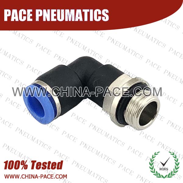 Push In Fittings Male Elbow With G Thread, Polymer Pneumatic Fittings, Composite Push To Connect Fittings, Air Fittings, one touch tube fittings, Pneumatic Fitting, Nickel Plated Brass Push in Fittings, pneumatic accessories.