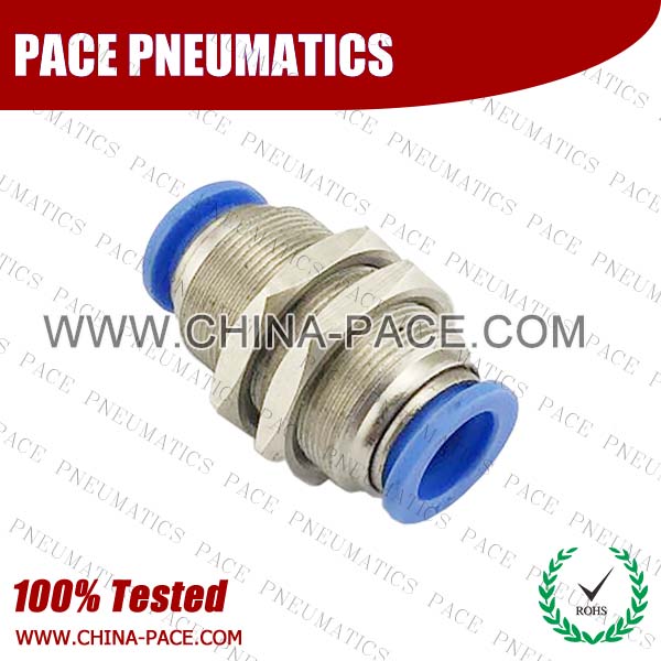 union bulkhead Pneumatic Fittings with npt and bspt thread, Air Fittings, one touch tube fittings, Pneumatic Fitting, Nickel Plated Brass Push in Fittings