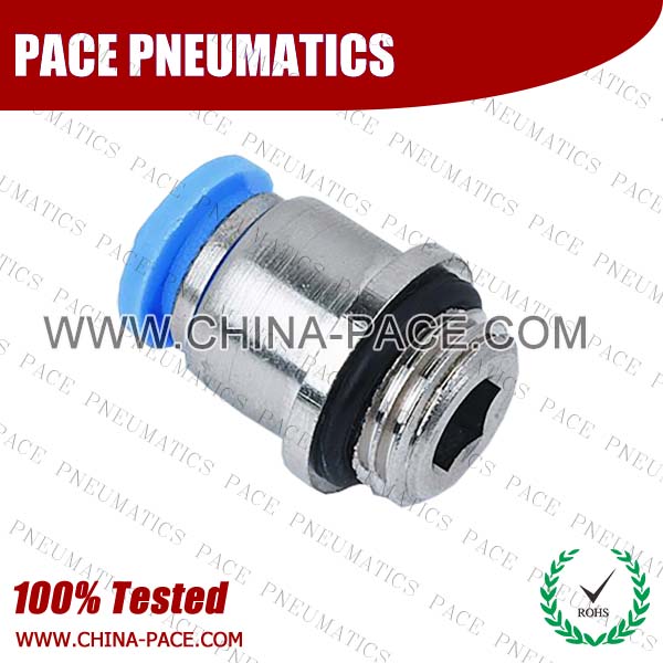 Round Male Straight Push To Connect Fittings With G Thread, Polymer Pneumatic Fittings, Composite Air Fittings, one touch tube fittings, Pneumatic Fitting, Nickel Plated Brass Push in Fittings, pneumatic accessories