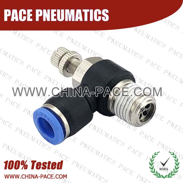 Meter Out Air Flow Control Valve, Control Out Air Speed Controller, Air Fittings, one touch tube fittings, Pneumatic Fitting, Nickel Plated Brass Push in Fittings