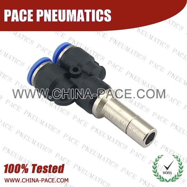 Y Reducer Push To Connect Fittings, Plug In Y Air Fittings, one touch tube fittings, Pneumatic Fitting, Nickel Plated Brass Push in Fittings
