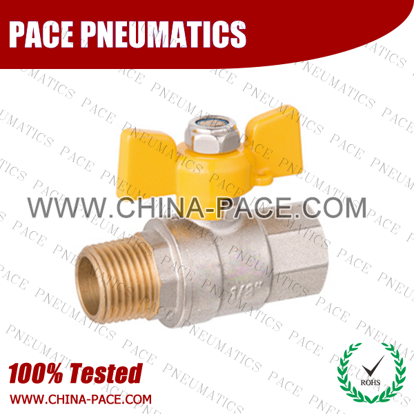 Butterfly Nickel Plated Brass MINI BALL VALVE, MALE TO FEMALE